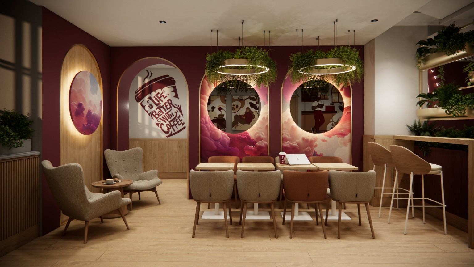 Costa Coffee — lounge s rostlinami