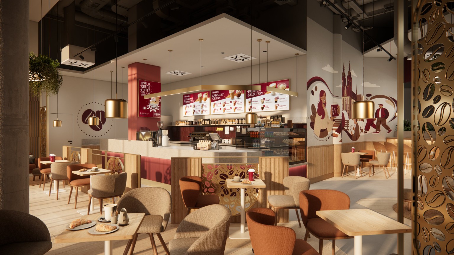 Costa Coffee — kulaté okno